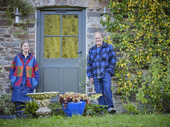 Mitchell & Dickinson secondary glazing case study Cornwall, clients by front door
