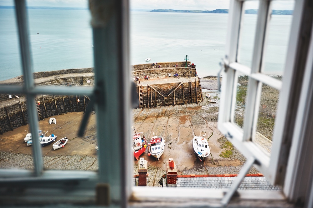 looking out window on Clovelly estate